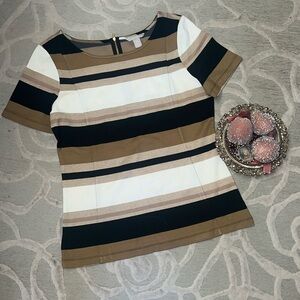 NWT🌷BANANA REPUBLIC🌷Camel black gold metallic rayon nylon spandex ponte SS top